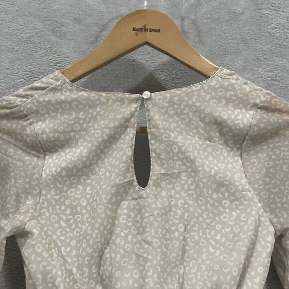 Japna Flowy A-Line Dress‎ Women's XS V Neck Beige Ruffle Polyester - Picture 4 of 8